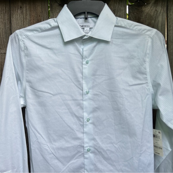 Bar III Mens Dress Shirt Slim Fit Stretch Lite Blue Button - Picture 2 of 12